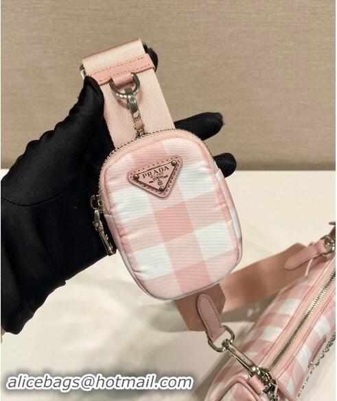 Buy Discount Prada Re-Edition 2005 Check Fabric Shoulder Bag 1BH204 Pink 2023