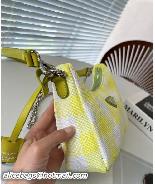 Top Grade Prada Check Shoulder Bag 0627 Yellow 2023