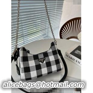 Well Crafted Prada Check Shoulder Bag 0627 Black 2023