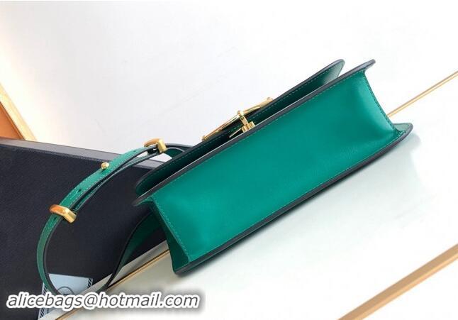 Famous Brand Prada Embleme Leather Shoulder bag 1BD340 Green 2023