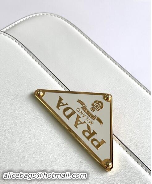 Low Cost Prada Embleme Leather Shoulder bag 1BD340 White 2023