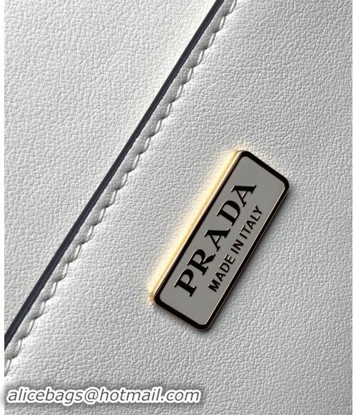 Low Cost Prada Embleme Leather Shoulder bag 1BD340 White 2023