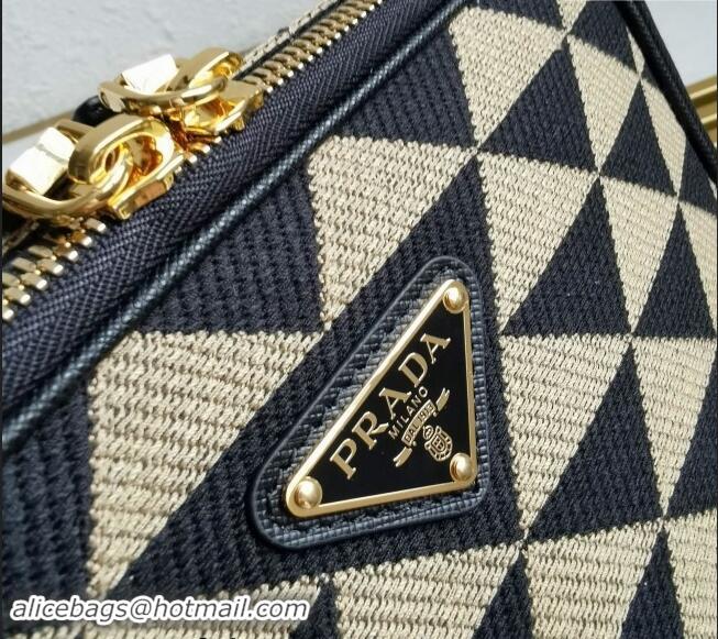 Best Quality Prada Mens Symbole Embroidered Fabric Bag 2VH069 Beige/Black 2023