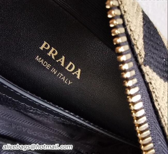 Best Quality Prada Mens Symbole Embroidered Fabric Bag 2VH069 Beige/Black 2023