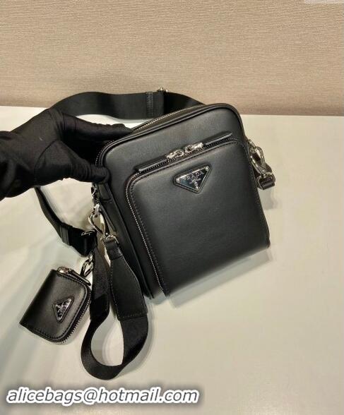 Well Crafted Prada Leather Shoulder Bag with Pouch 2VH168 Black 2023