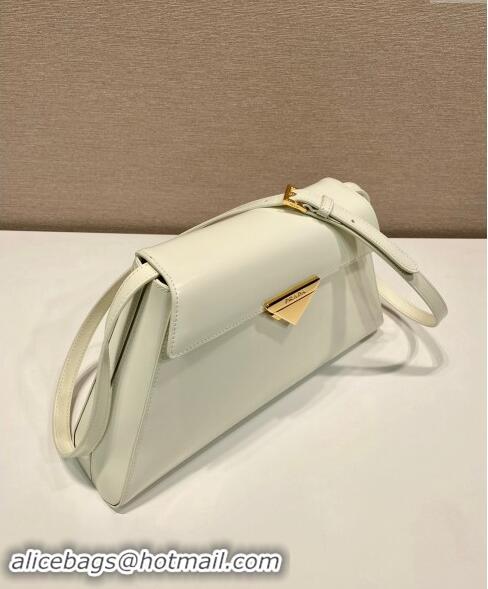 Best Price Prada Brushed Leather shoulder bag 1BD342 White 2023