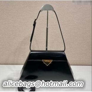 Luxury Cheap Prada Brushed Leather shoulder bag 1BD342 Black 2023