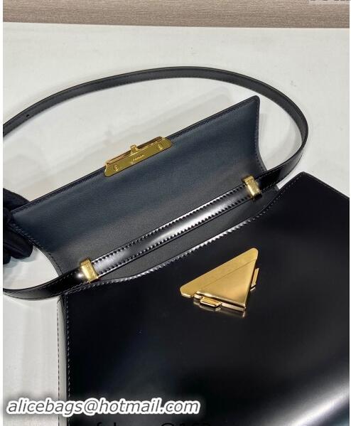 Luxury Cheap Prada Brushed Leather shoulder bag 1BD342 Black 2023