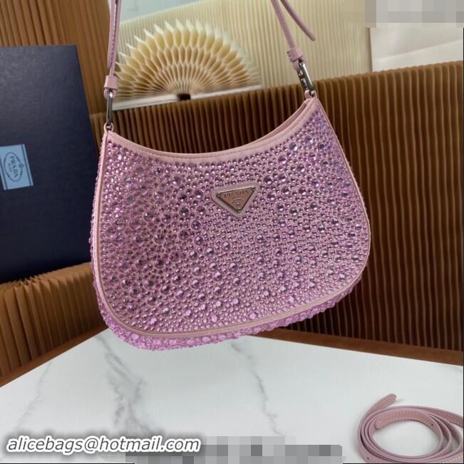 Reasonable Price Prada Cleo Satin Bag with Crystals 1BC169 Alabaster Pink 2023