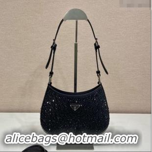 Promotional Prada Cleo Satin Bag with Crystals 1BC169 Black 2023