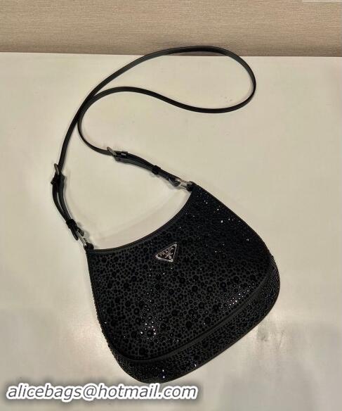 Promotional Prada Cleo Satin Bag with Crystals 1BC169 Black 2023