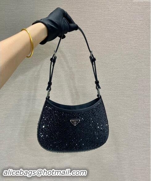 Promotional Prada Cleo Satin Bag with Crystals 1BC169 Black 2023