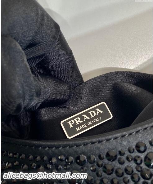 Promotional Prada Cleo Satin Bag with Crystals 1BC169 Black 2023