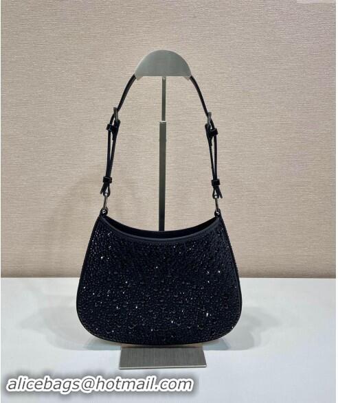 Promotional Prada Cleo Satin Bag with Crystals 1BC169 Black 2023