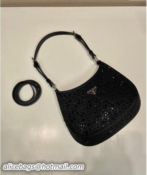 Promotional Prada Cleo Satin Bag with Crystals 1BC169 Black 2023