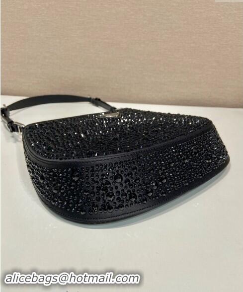 Promotional Prada Cleo Satin Bag with Crystals 1BC169 Black 2023