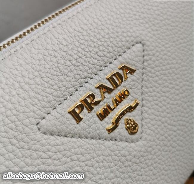 Pretty Style Prada Grained Leather Small Shoulder Bag 1BH194 White 2023