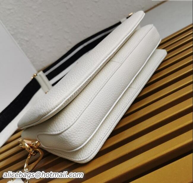 Pretty Style Prada Grained Leather Small Shoulder Bag 1BH194 White 2023