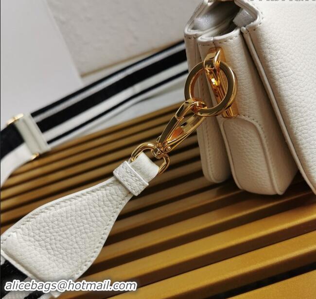 Pretty Style Prada Grained Leather Small Shoulder Bag 1BH194 White 2023