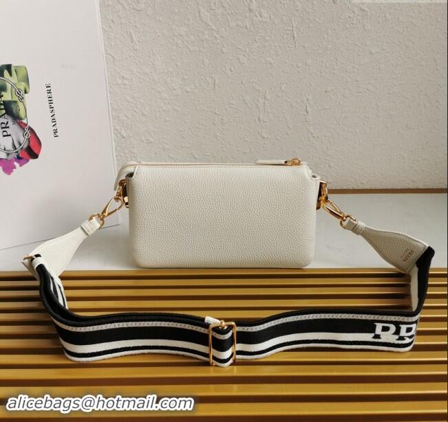 Pretty Style Prada Grained Leather Small Shoulder Bag 1BH194 White 2023