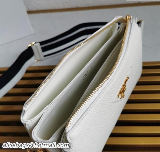 Pretty Style Prada Grained Leather Small Shoulder Bag 1BH194 White 2023