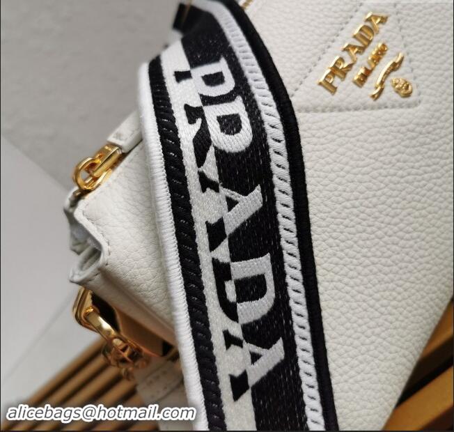 Pretty Style Prada Grained Leather Small Shoulder Bag 1BH194 White 2023