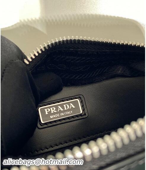 Buy Discount Prada Brique quilted brushed leather bag with triangle motif 2VH070 Black 2023