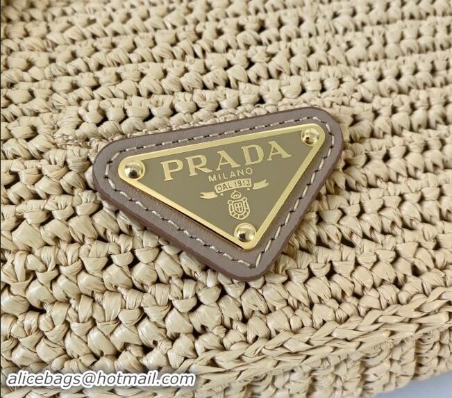 Well Crafted Prada Crochet Raffia-effect and leather shoulder bag with flap 1BD335 2023