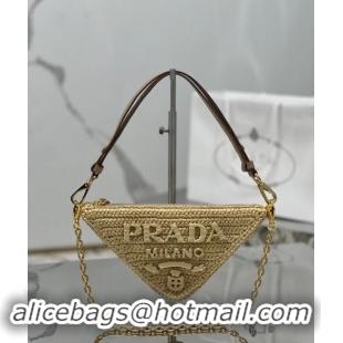 Good Looking Prada Triangle Raffia-effect mini bag 1BC543 2023