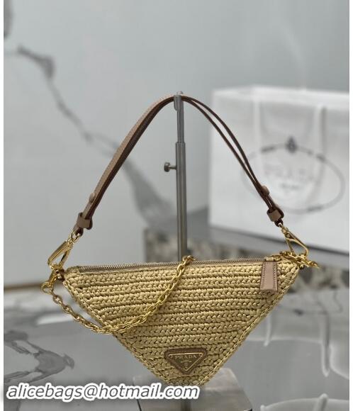 Good Looking Prada Triangle Raffia-effect mini bag 1BC543 2023