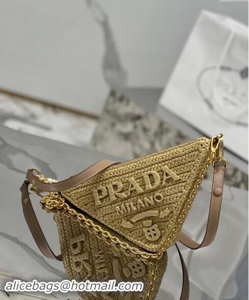 Good Looking Prada Triangle Raffia-effect mini bag 1BC543 2023