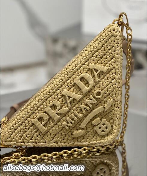 Good Looking Prada Triangle Raffia-effect mini bag 1BC543 2023