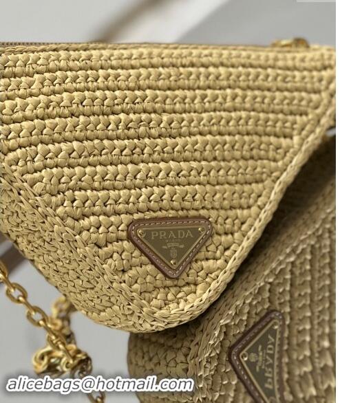 Good Looking Prada Triangle Raffia-effect mini bag 1BC543 2023