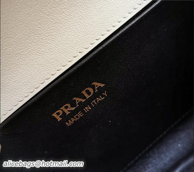 Top Quality Prada Medium brushed leather handbag 1BD343 White 2023