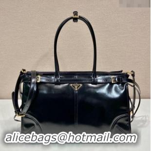 Famous Brand Prada Large leather handbag 1BA433 Black 2023