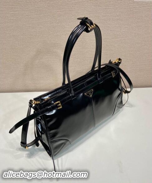 Famous Brand Prada Large leather handbag 1BA433 Black 2023