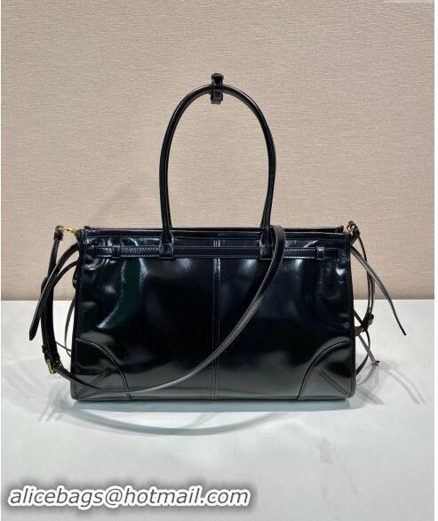 Famous Brand Prada Large leather handbag 1BA433 Black 2023