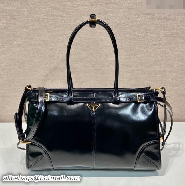 Famous Brand Prada Large leather handbag 1BA433 Black 2023