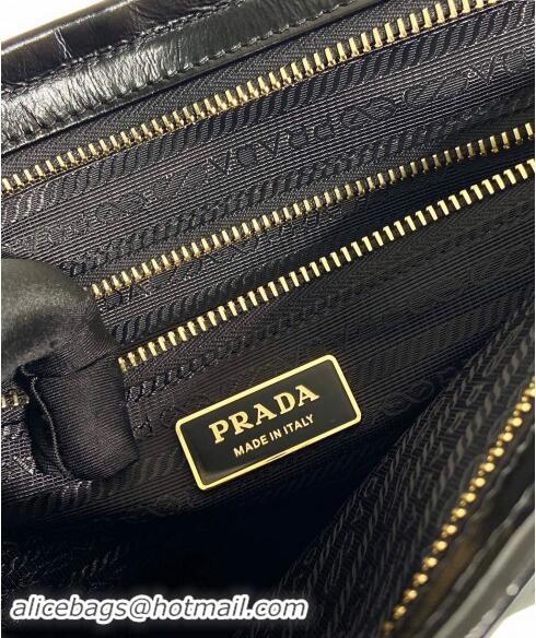 Famous Brand Prada Large leather handbag 1BA433 Black 2023