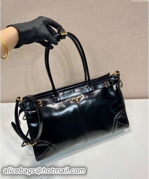 Famous Brand Prada Large leather handbag 1BA433 Black 2023