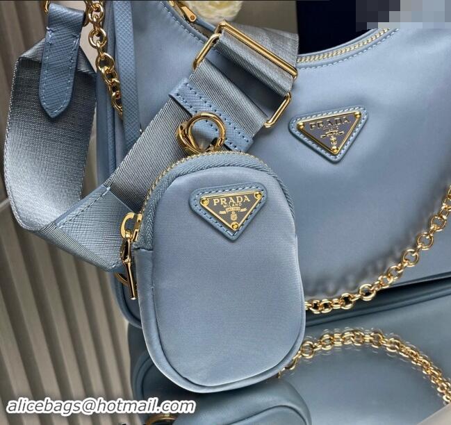 Top Design Prada Re-Edition 2005 Re-Nylon Bag 1BH204 Light Blue 2023 NEW