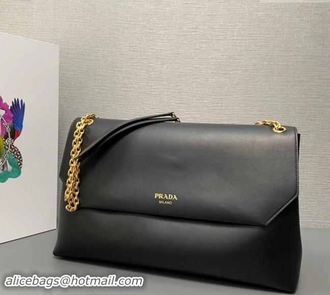 Market Sells Prada Large Leather Chain Handbag 1BD368 Black 2023