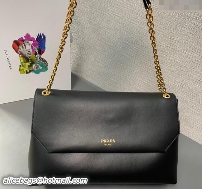 Market Sells Prada Large Leather Chain Handbag 1BD368 Black 2023