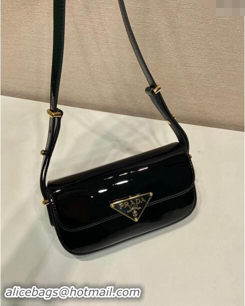 Buy Grade Prada Patent Leather shoulder bag 1BD339 Black 2024