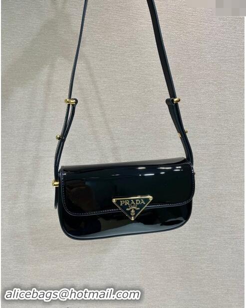 Buy Grade Prada Patent Leather shoulder bag 1BD339 Black 2024