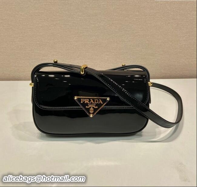 Buy Grade Prada Patent Leather shoulder bag 1BD339 Black 2024