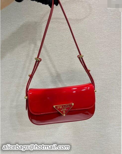 Luxury Grade Prada Patent Leather shoulder bag 1BD339 Red 2024