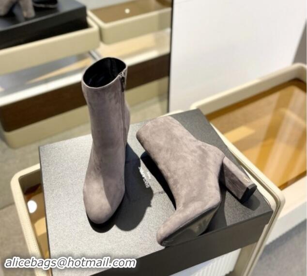 Popular Style Saint Laurent Suede Ankle Boots 9.5cm Grey 010049