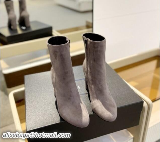 Popular Style Saint Laurent Suede Ankle Boots 9.5cm Grey 010049