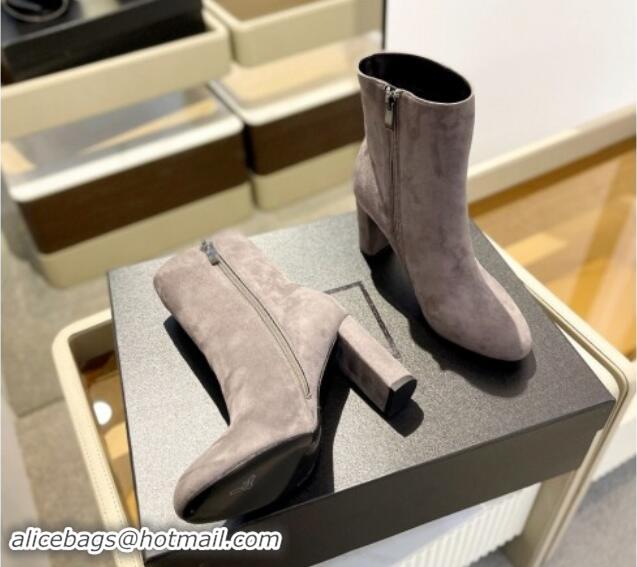 Popular Style Saint Laurent Suede Ankle Boots 9.5cm Grey 010049